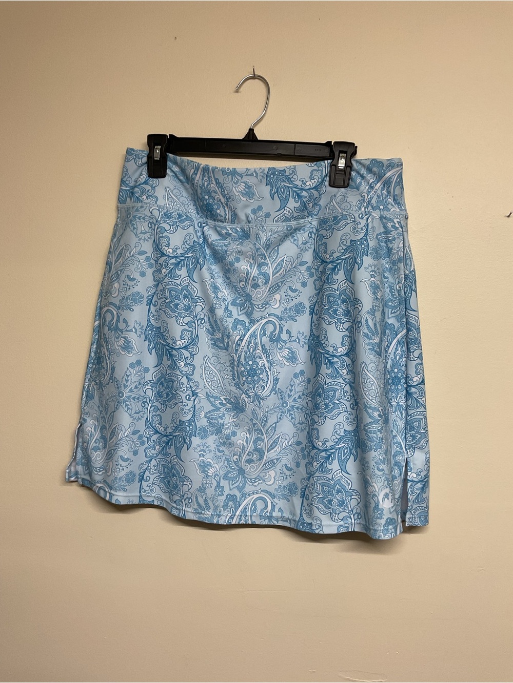 Light Blue Paisley A-Line Skort